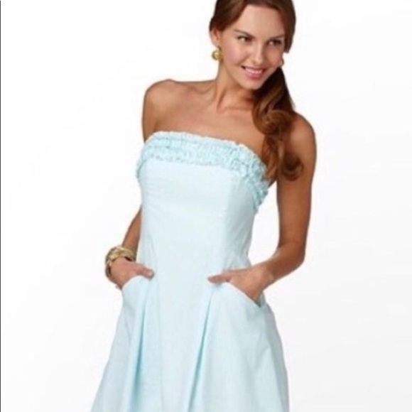 Lilly Pulitzer Shorely Blue Seersucker Dress Sz 0 - Picture 2 of 6